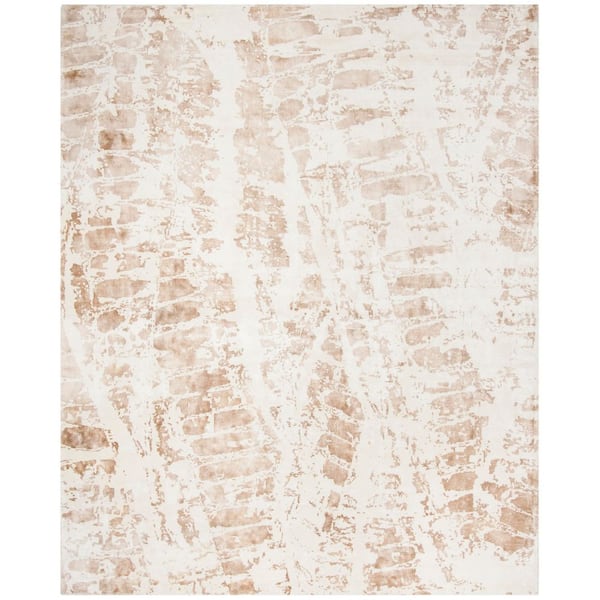 Mirage 8 ft. x 10 ft. Ivory/Brown Abstract Tracks Area Rug