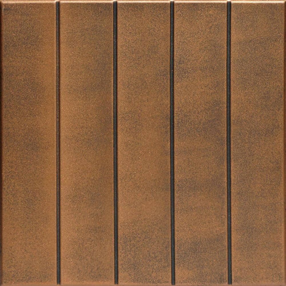 Bead Board Antique Bronze 1.6 ft. x 1.6 ft. Decorative Foam Glue Up Ceiling