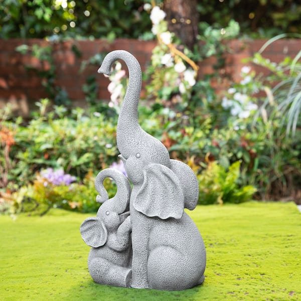 18.25 in. H Resin Mother and Baby Elephant Statue