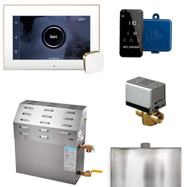 Mr. Steam Super (XButler) 10 kW (10000 W) Steam Shower Generator Package with iSteamX Control in White Brushed Bronze