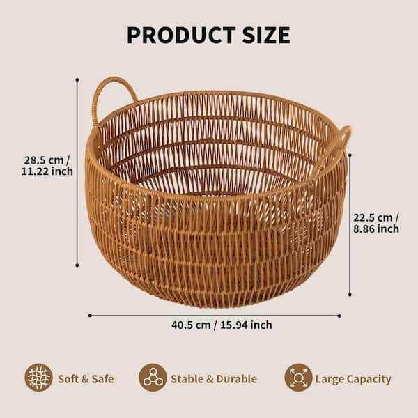 Jebeete Brown 11.81 in. x 15.75 in. Round Polypropylene Woven