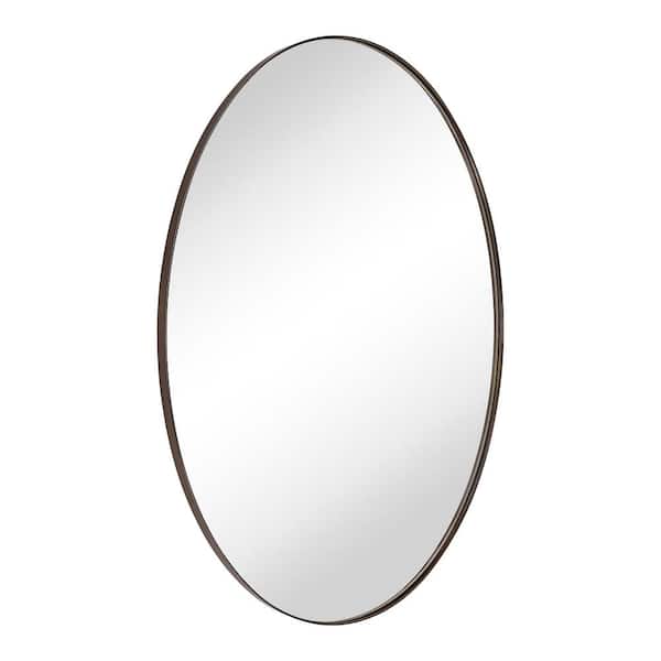 TEHOME Javell 24 in. W x 36 in. H Large Oval Metal Framed Wall Mounted Bathroom Vanity Mirror in Oil Rubbed Bronze