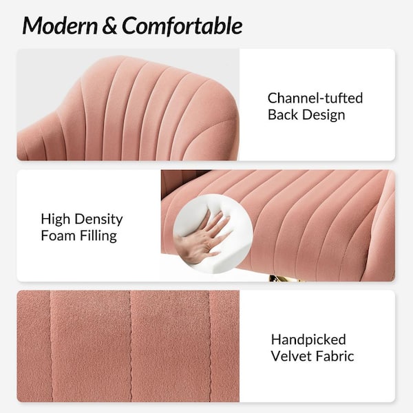 JAYDEN CREATION Jacinda Modern Pink Velvet Swivel and Adjustable