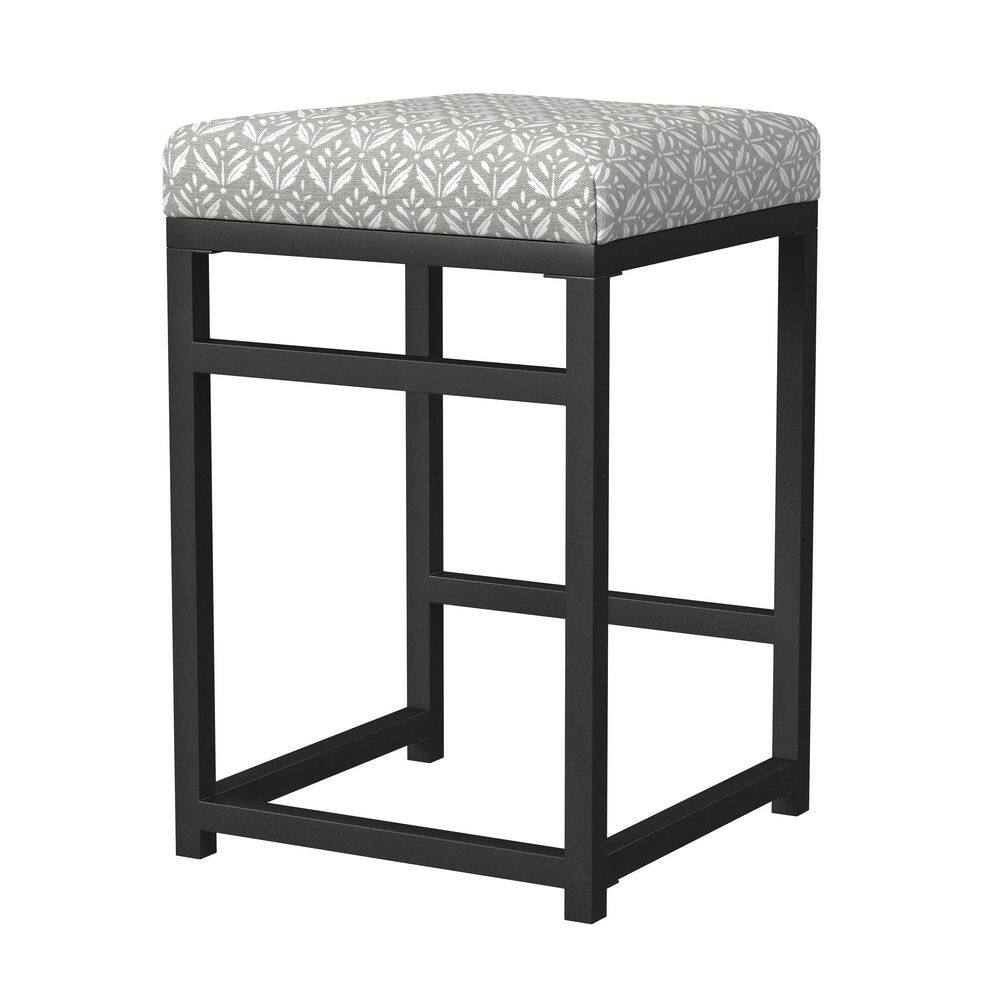 24-Inch Backless Light Gray Print Metal Counter Stool