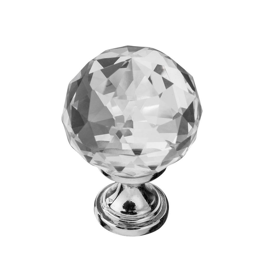 Chloe 1-1/8" Polished Nickel and Glass Round Cabinet Knob