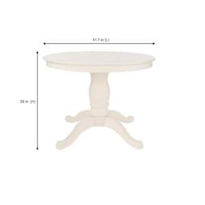 Ivory Wood Round Dining Table for 4 (41.7 in. L x 29 in. H)