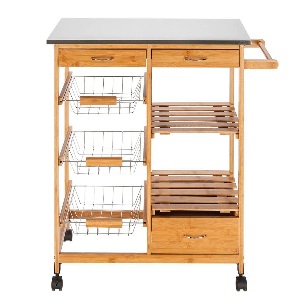 4 Tier White Metal Wire Basket Shelf Rolling Storage Cart Kitchen Storage  Rolling Cart FruitBasket05 - The Home Depot