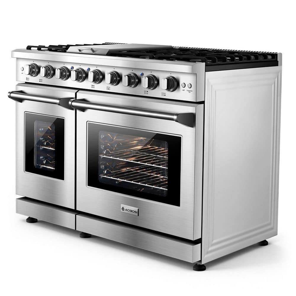 48 in. 7 Burners Double Oven Gas Range with Griddle in Stainless Steel, 2-in-1 Gas Cooktop and Range Oven with Air Fryer price history on PriceWatchPro