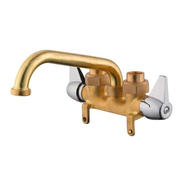 Design House 2-Handle Utility Faucet in Rough Brass and Chrome