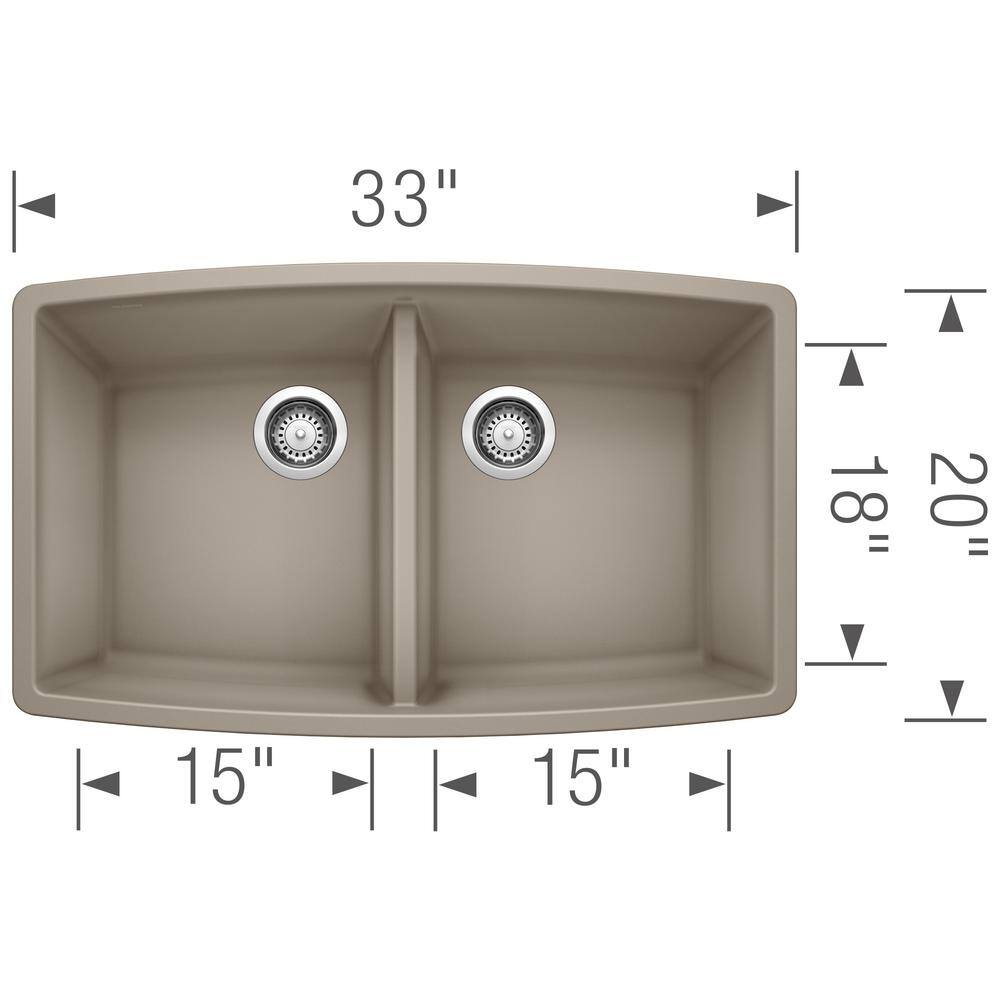Truffle Stone 33" Double Bowl Undermount Kitchen Sink