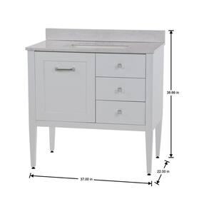 Hensley 37 in. W x 22 in. D Bath Vanity in White with Stone Effects Vanity Top in Pulsar with White Sink