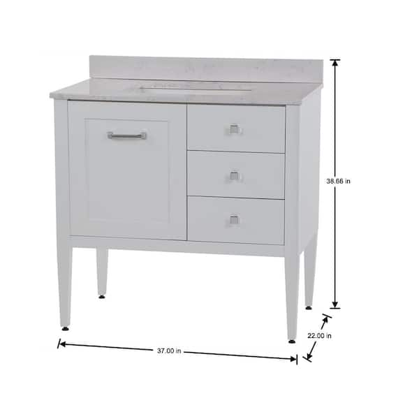 Hensley 37 in. Single Sink White Bath Vanity with Pulsar Cultured Marble Top (Assembled)