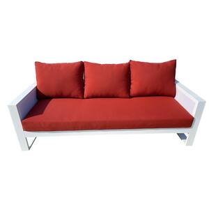 Denver Aluminum Outdoor 3-Seat Sofa Couch with Sunbrella Canvas Terracotta Cushions