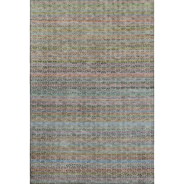 Mayfield Premium Machine Washable Abstract AMF2155 Aqua 3 ft. x 5 ft. Area Rug