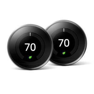 Nest Learning Thermostat - Smart Wi-Fi Thermostat - 2 Pack - Mirror Black