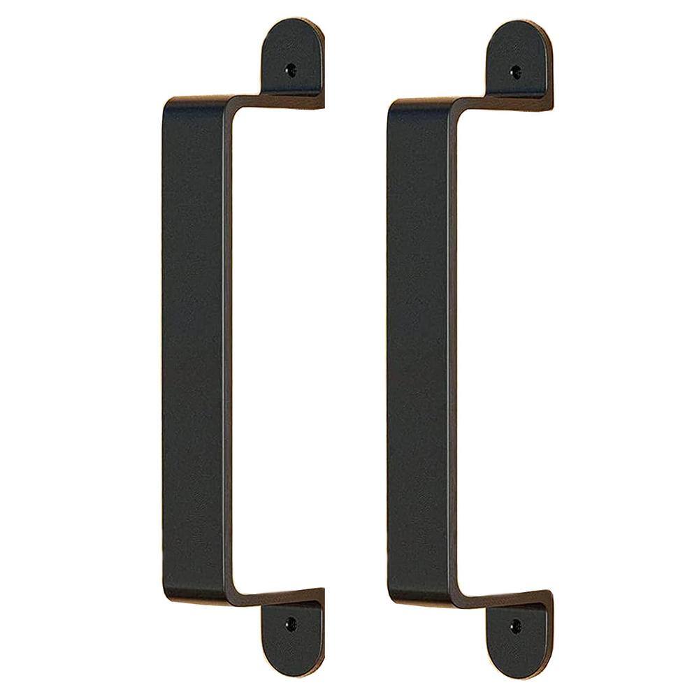 WINSOON 8.9 in. L Black Frosted Sliding Barn Door Handle, Pull Door