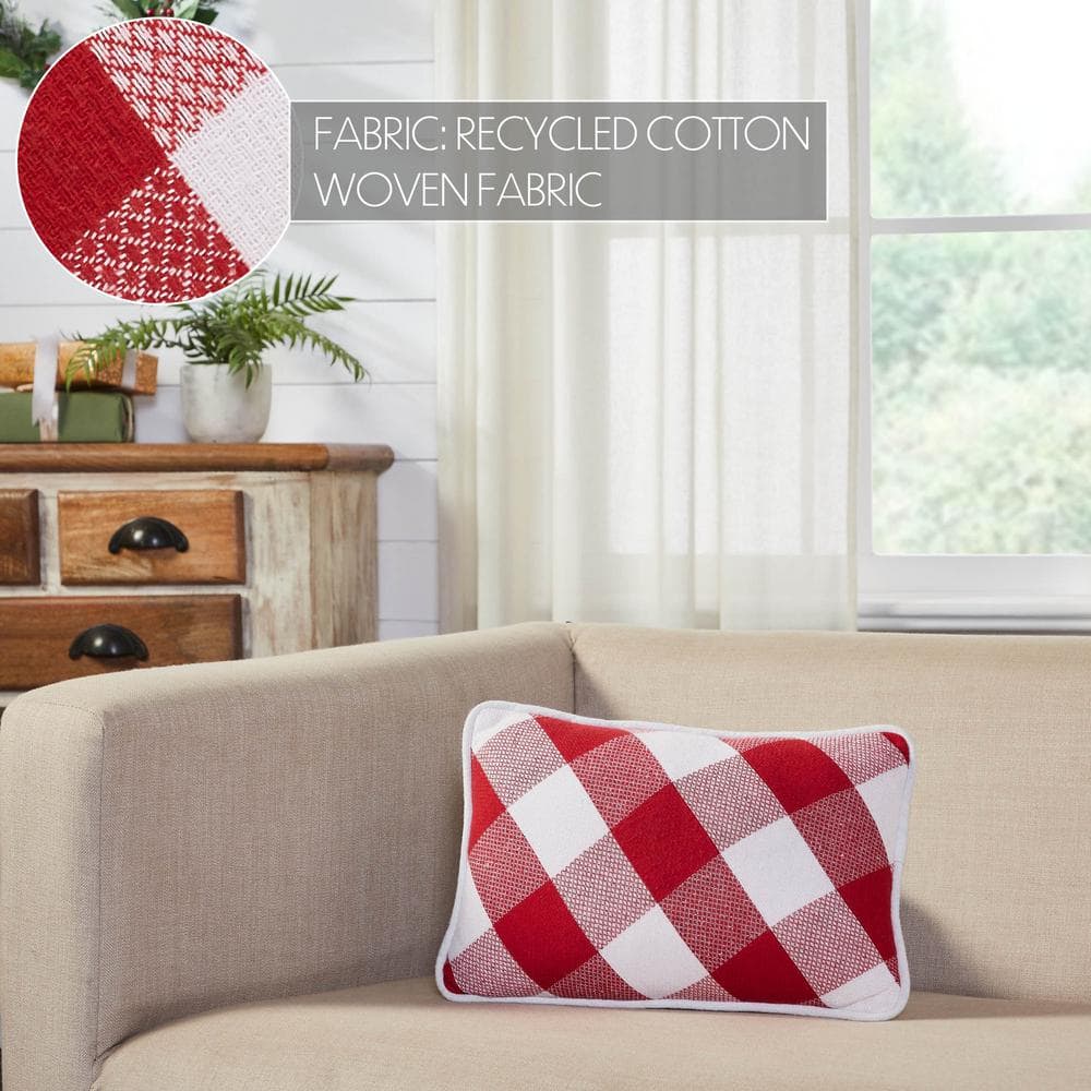 Annie Red and White Check Cabin Accent Pillow 14"x9.5"