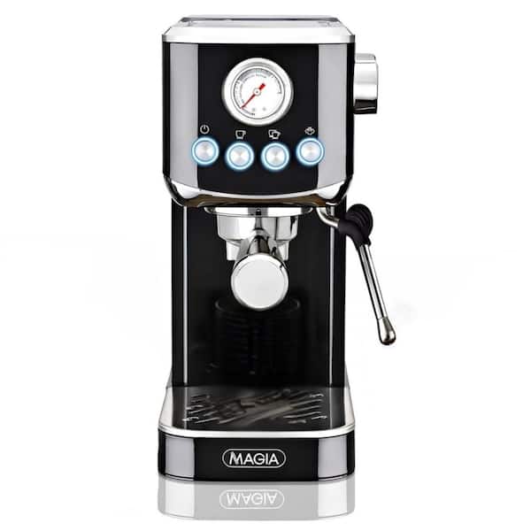Magia Compact Espresso Machine 20 Bar Coffee Maker with Milk Frother Steam Wand Latte Cappuccino Maker Stainless Steel