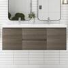 60 in. W x 20 in. D x 22 in. H Double Sink Floating Bath Vanity in Ash Grey with Glossy White Resin Top