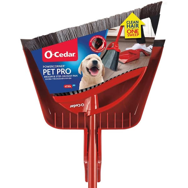 O-Cedar PowerCorner Pet Pro Broom with Step-On Dust Pan
