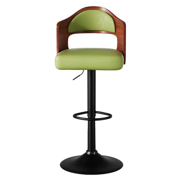 42.9 in. H Mid-century Green Microsuede High Back Metal Base Bar Stool with Swivel and Height Adjustable Seat Set of 2