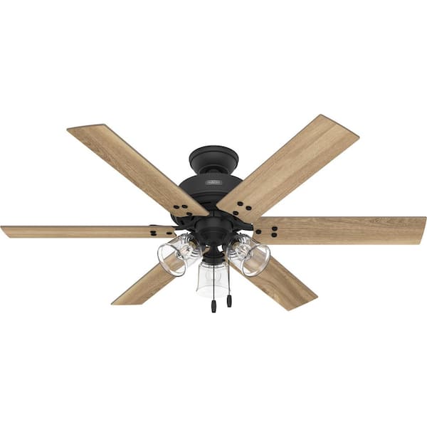 Hunter Hilmouth 52 in. Indoor Matte Black Ceiling Fan with Light