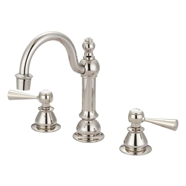 Water Creation 8 in. Adjustable Widespread 2-Handle High Arc Lavatory Faucet in Polished Nickel