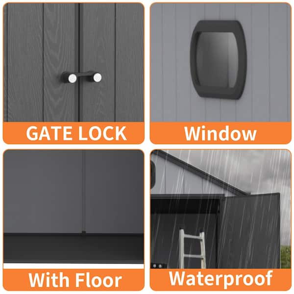 6 ft. W x 8 ft. D Resin Storage Shed with Floor for Garden and Backyard (42 sq. ft.)