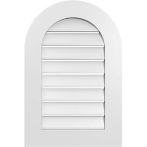 20 in. x 30 in. Round Top White PVC Paintable Gable Louver Vent Functional