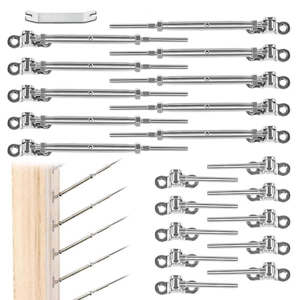 Cable Railing Hardware Kit Swage Toggle Turnbuckle for Wood Post T316 Stainless Steel Deck Cable Railing System, 20-Pack