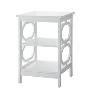 Omega 15.75 in. (W.) White 23.75 in.(H) Square Wood End Table with Shelves