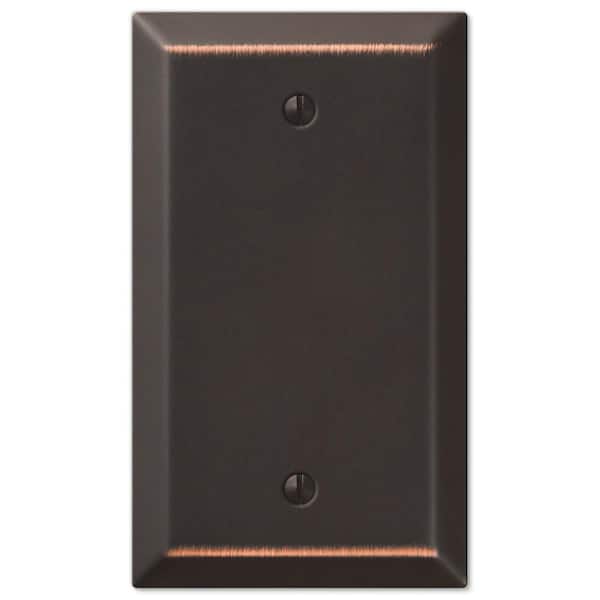 AMERELLE Metallic 1-Gang Aged Bronze Blank Stamped Steel Metal Wall Plate