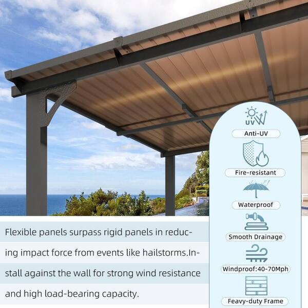 LuckByte 10 ft. x 10 ft. Wall Mounted Outdoor Gazebo with Lean to