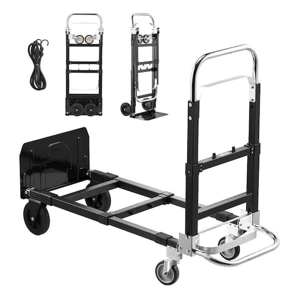 2 in 1 Folding Hand Truck, 500 lbs. Load Capacity for 4-Wheel Mode, Convertible Hand Truck Dolly with Wheels & Handle