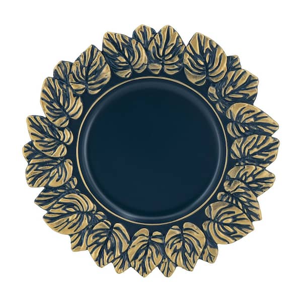 Blue Round Polypropylene 13.8 in. Decorative Platter (Set of 8)