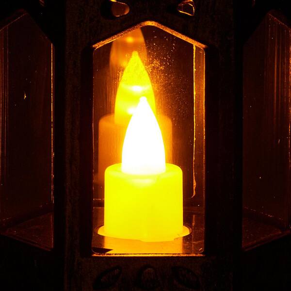 Antique Bronze 12 Pieces LED Flameless Candle Lantern - Glass and