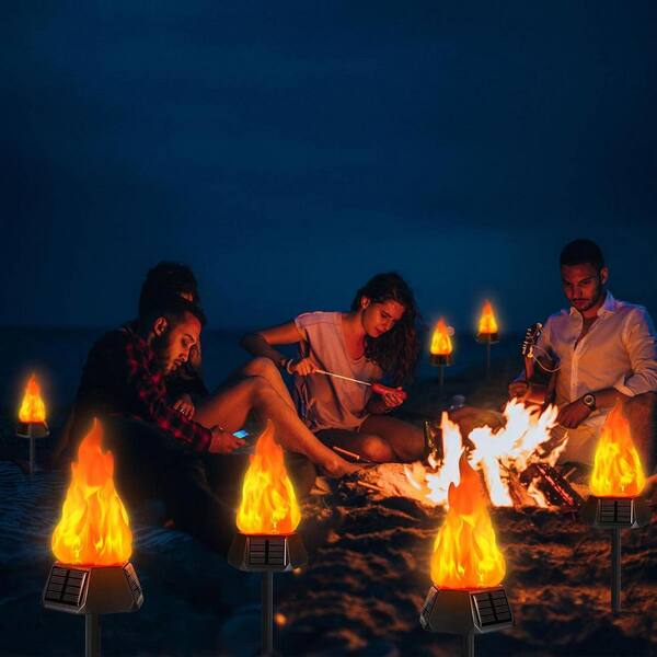 4-Pack Solar LED Flickering Torch Lights For Outdoor Garden Path & Patio – Warm White, 300 Lumens