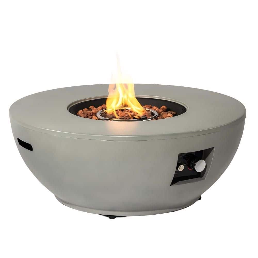 36 in. 50000 BTU Propane Fire Pit Table, Round Outdoor Patio/Deck/Garden Heater with Tank Holder & Lava Rocks, Grey price history on PriceWatchPro