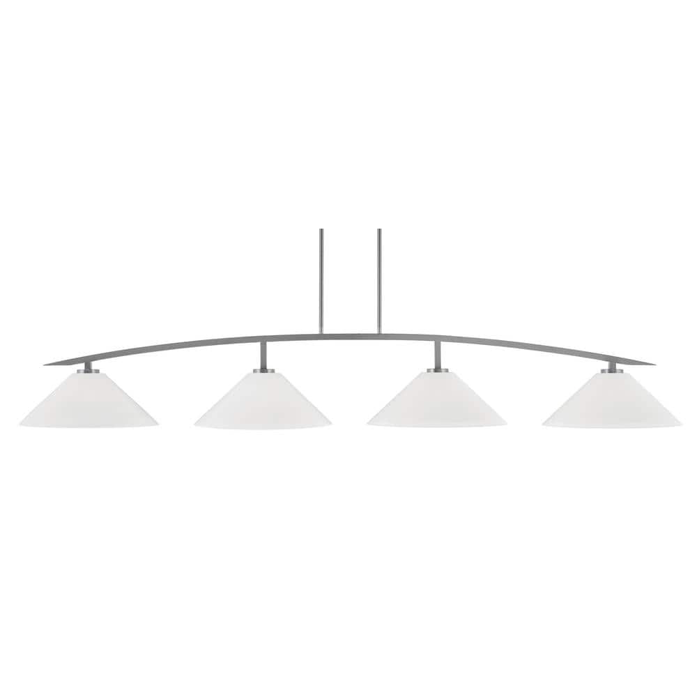 Siena 4-Light Graphite Billiard Light with 16 in. White Marble Glass Shades