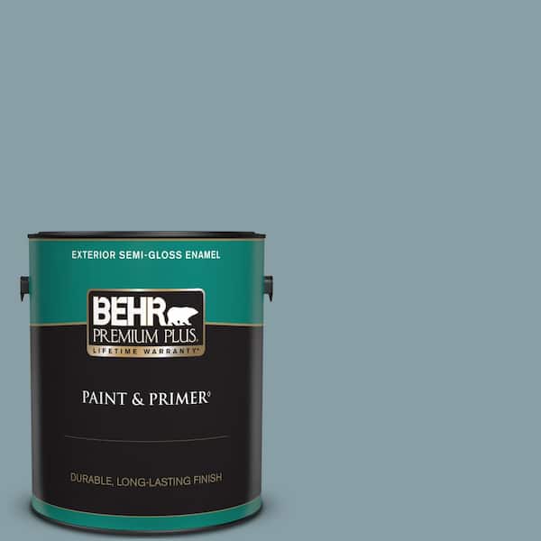 BEHR PREMIUM PLUS 1 gal. #BNC-18 Aqua Gray Semi-Gloss Enamel Exterior Paint & Primer