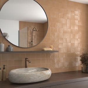 Amagansett Terracotta 3.93 in. x 3.93 in. Mixed Finish Ceramic Wall Tile (5.38 Sq. Ft./Case)