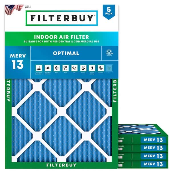 20 in. x 22 in. x 1 in. MERV 13 (FPR 10) Health Defense Pleated HVAC AC Furnace Air Filters Replacement (5-Pack)
