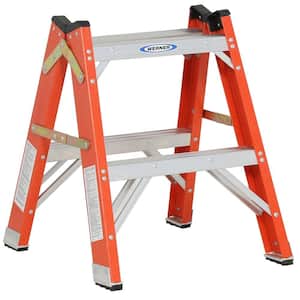 2 ft. Fiberglass Twin Step Ladder with 300 lbs. Load Capacity Type IA Duty Rating