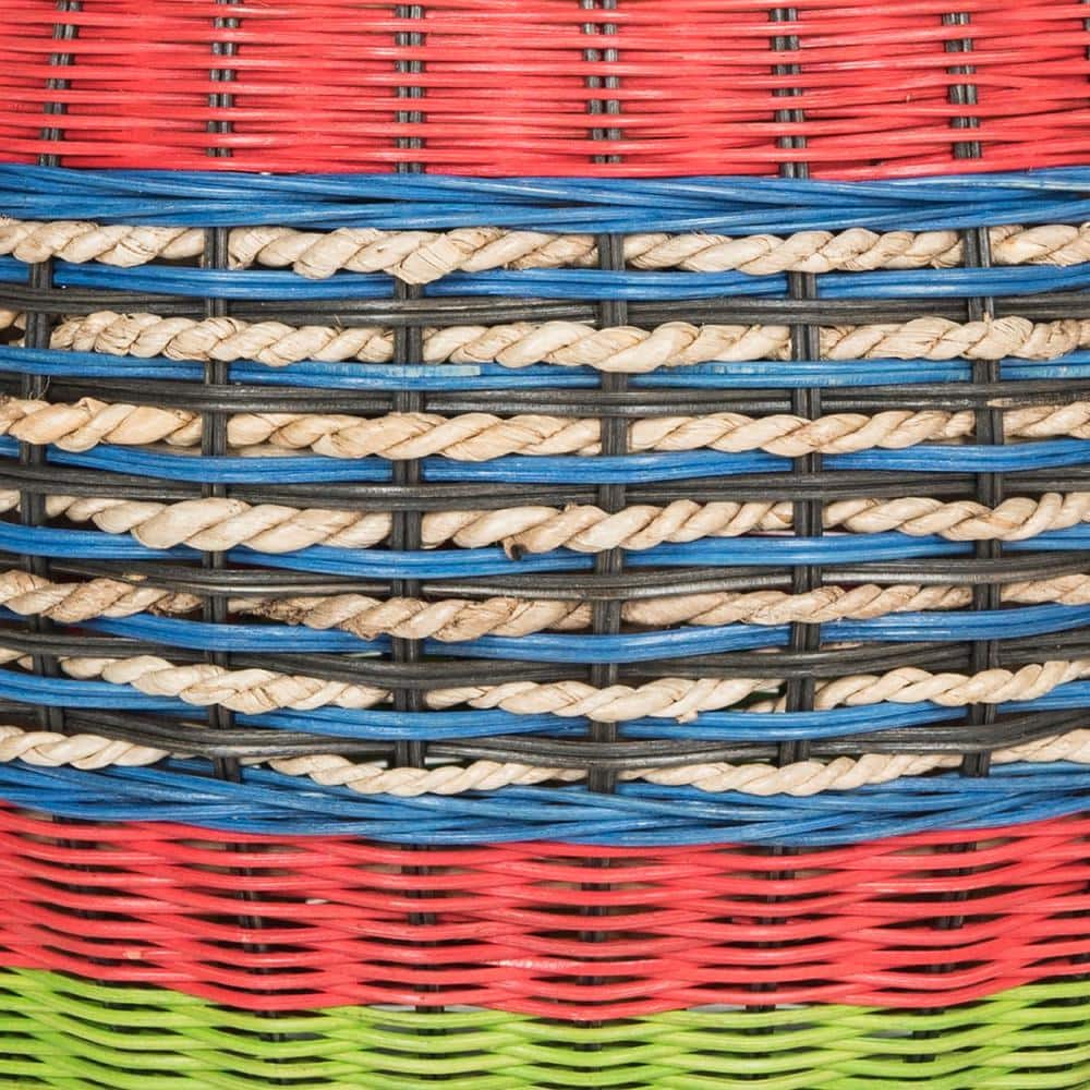 Transitional Round Wicker Barrel End Table in Multicolor