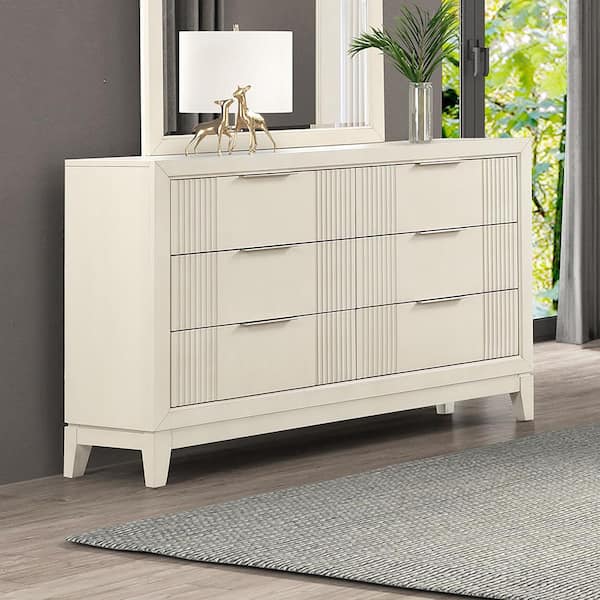 Quinby Antique White 6-Drawer 60 in. Dresser