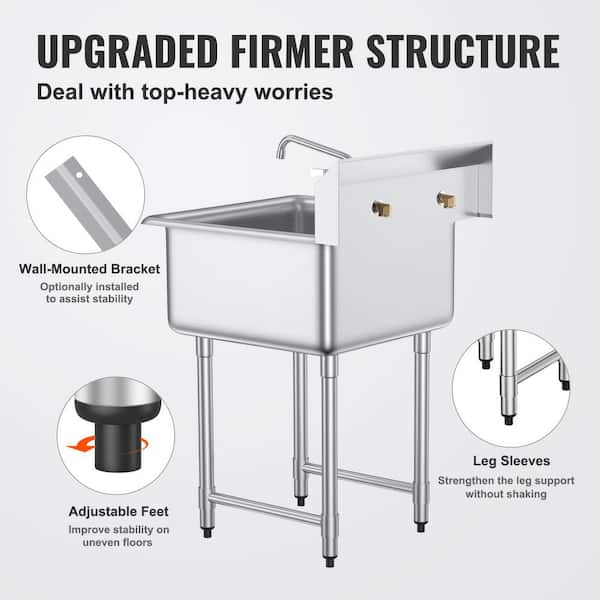 VEVOR 27 x 41 in. Stainless Steel Prep & Utility Sink 1