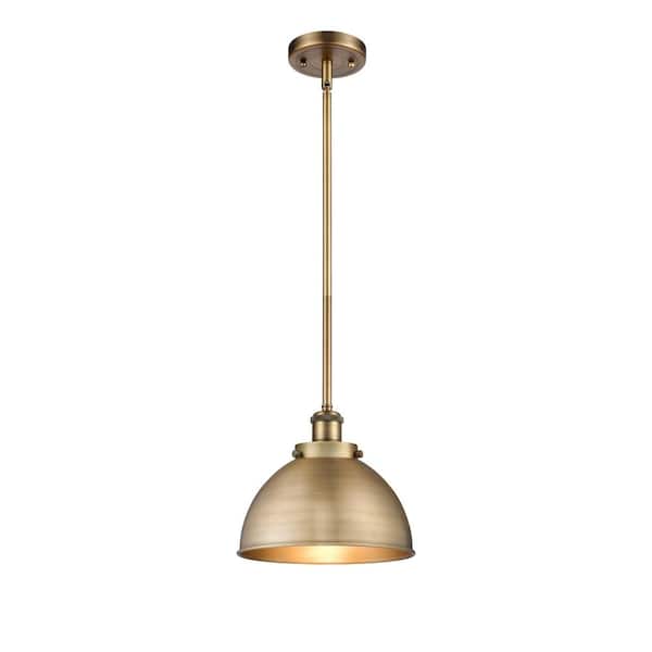 Ballston Urban 60-Watt 1-Light Brushed Brass Shaded Mini Pendant Light with Metal Shade