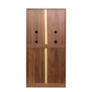 62.99 in. Wood Pantry Organizer with Doors & Shelves in Walnut