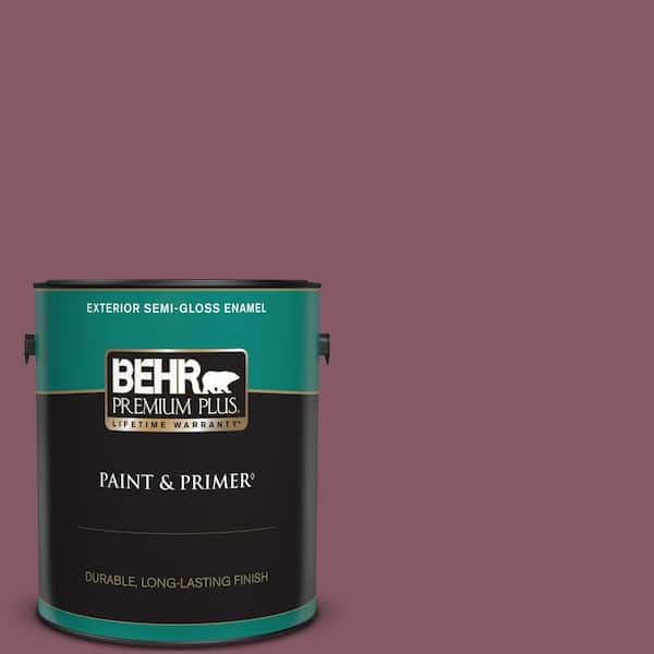 BEHR PREMIUM PLUS 1 gal. #100D-6 Rose Garland Semi-Gloss Enamel Exterior Paint & Primer