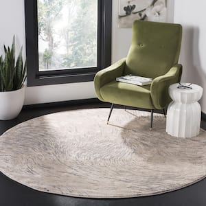 Meadow Ivory/Gray 7 ft. x 7 ft. Abstract Round Area Rug
